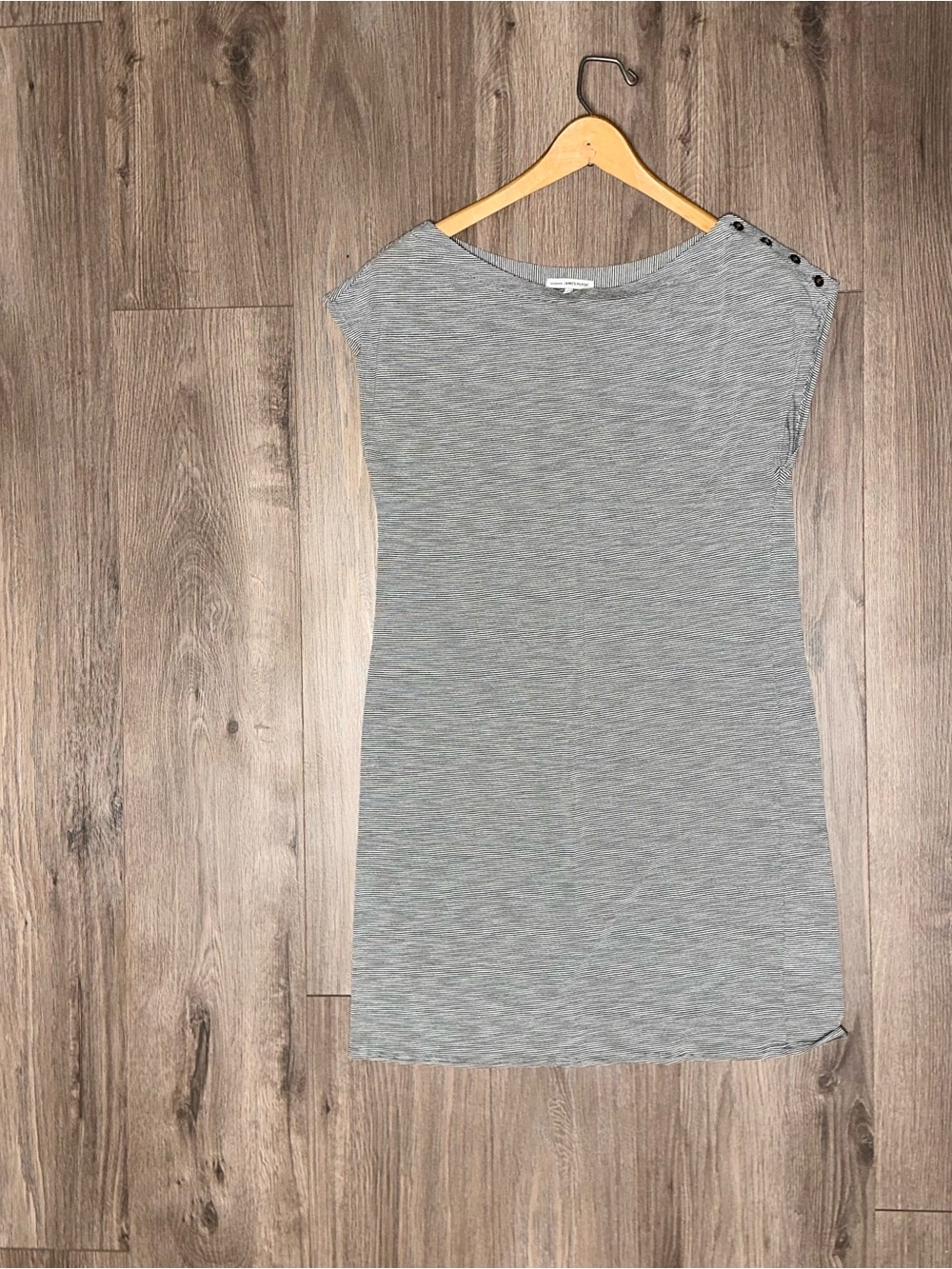 James Perse Heather Gray Boatneck Youth Dress with Shoulder Buttons